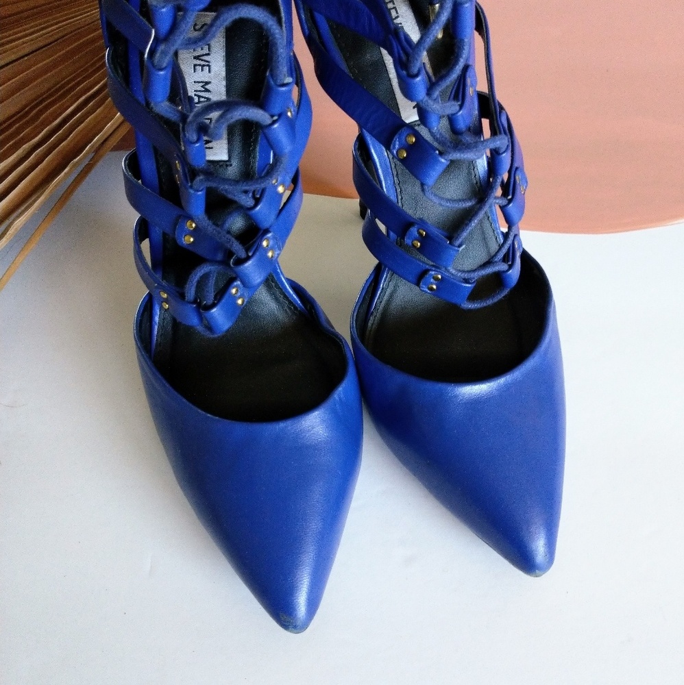Steve Madden STS Blue Leather Lace Up Heels - Picture 4 of 8